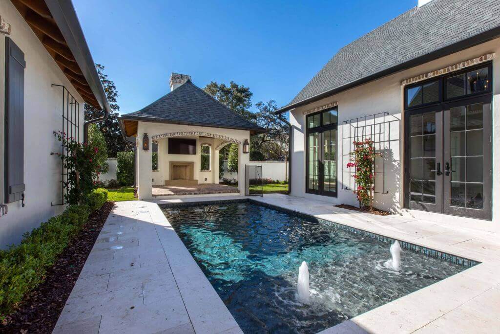 French Eclectic Design in Winter Park - pool area
