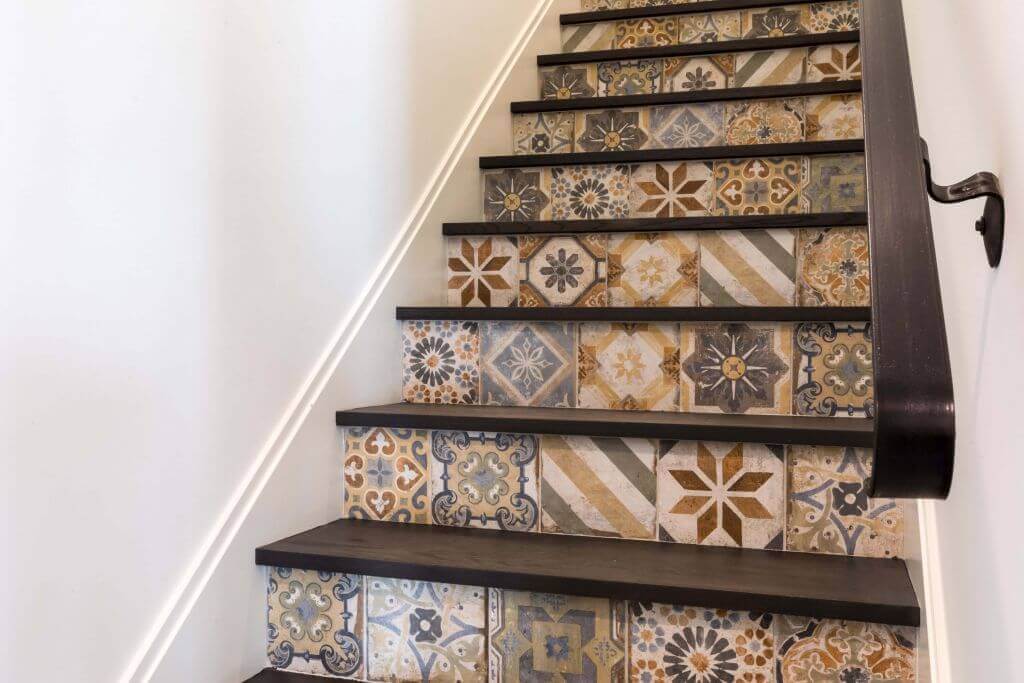 French Eclectic Design in Winter Park - stairway mosaics